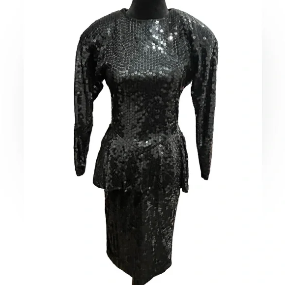 long sleeve mid length black dress SPANX® Black Ponte Long Sleeve Mini Dress